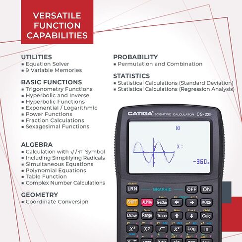 CATIGA CS229 Scientific Calculator with Graphics Functions, Multiple Modes with Intuitive User Interface for Beginners and Advanced Courses in Kuwait