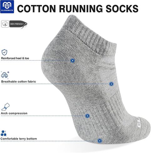 جوارب الكاحل للرجال من Closemate، جوارب رياضية قصيرة مبطنة من القطن، 6 أزواج in Kuwait