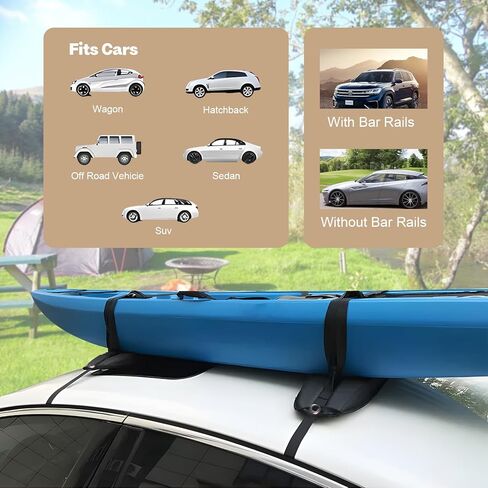 Universal Soft Roof Rack, Cargo Rack, Roof Rack Cushion System, Protector for Kayaks, Surfboards, Canoes, Sups, Snowboards, Rainproof and Dripproof to fit Most Vehicles in Kuwait
