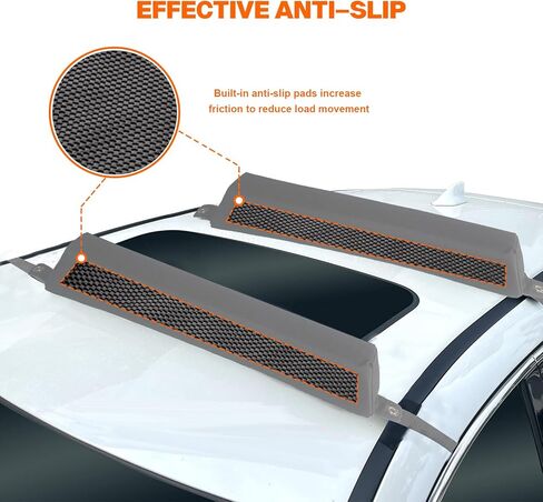 Universal Soft Roof Rack, Cargo Rack, Roof Rack Cushion System, Protector for Kayaks, Surfboards, Canoes, Sups, Snowboards, Rainproof and Dripproof to fit Most Vehicles in Kuwait