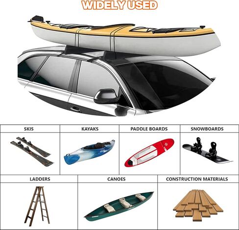 Universal Soft Roof Rack, Cargo Rack, Roof Rack Cushion System, Protector for Kayaks, Surfboards, Canoes, Sups, Snowboards, Rainproof and Dripproof to fit Most Vehicles in Kuwait