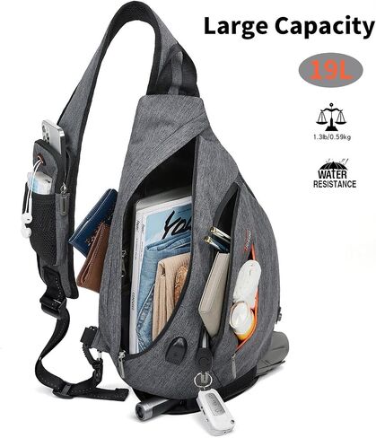 TUDEQU Sling Backpack,8 Pockets One Strap Backpack for Men Large Sling Bag,19L Single Strap Backpack for Men in Saudi Arabia