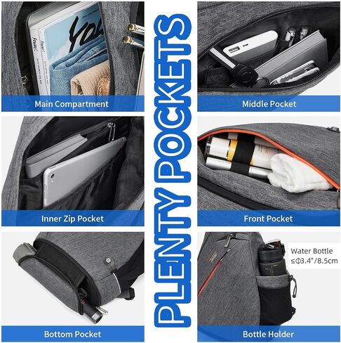 TUDEQU Sling Backpack,8 Pockets One Strap Backpack for Men Large Sling Bag,19L Single Strap Backpack for Men in Saudi Arabia