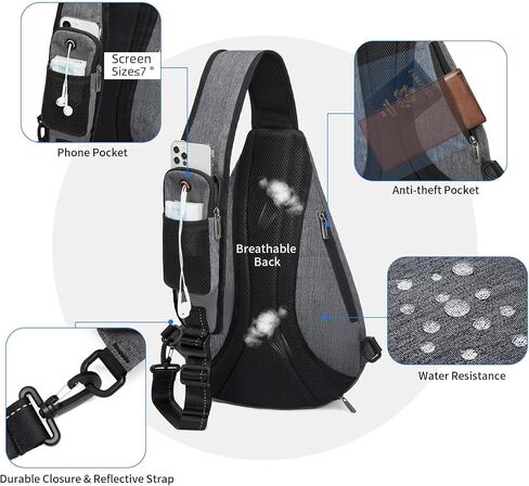 TUDEQU Sling Backpack,8 Pockets One Strap Backpack for Men Large Sling Bag,19L Single Strap Backpack for Men in Saudi Arabia