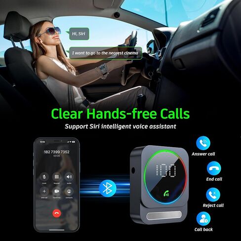 محول Bluetooth Aux ، Sonru Bluetooth 5.3 مستقبل للسيارة ، مستقبل الصوت اللاسلكي لسيارة/سماعات رأس/مكبر صوت سلكية ، مخرجات AUX مزدوجة ، RCA AUX 3.5 ملم. in Kuwait