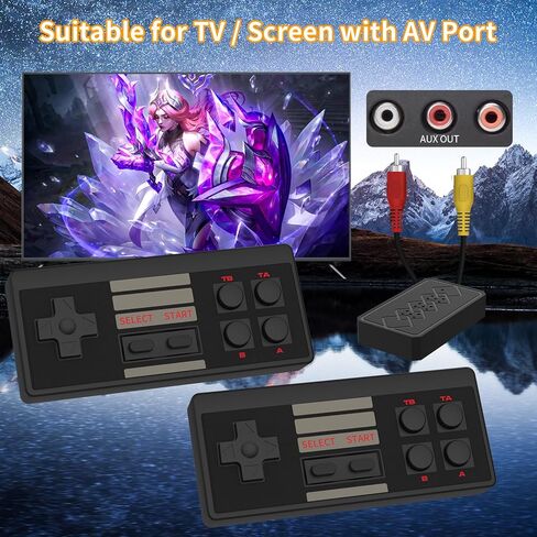 Wireless Retro Game Console, Built-in 620 Video Games Classic Mini Gaming Console with 2 Classic Wireless Controllers, AV Output 8-Bit Game System - Plug and Play in Kuwait
