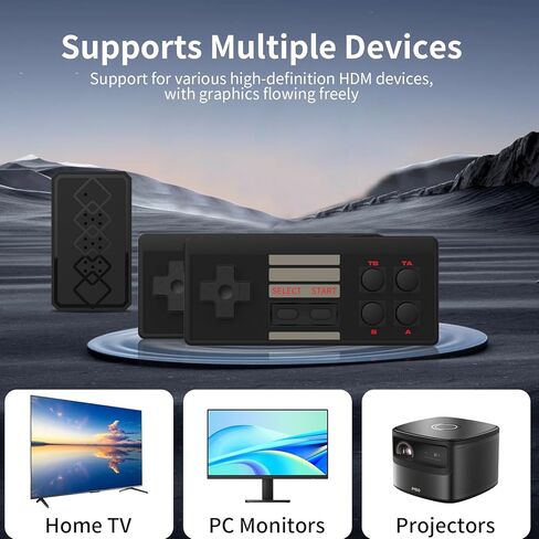 Wireless Retro Game Console, Built-in 620 Video Games Classic Mini Gaming Console with 2 Classic Wireless Controllers, AV Output 8-Bit Game System - Plug and Play in Kuwait