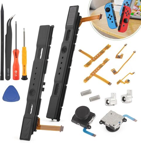 for Joy-Con Slide Rail for Nintendo Switch/Switch OLED Joy-Con Left Right Slide Rail Replacement for Nintendo Switch with Joystick Lock Buckle SL SR ZR ZL L Button Flex Cable Accessories Repair Parts in Saudi Arabia