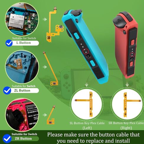 for Joy-Con Slide Rail for Nintendo Switch/Switch OLED Joy-Con Left Right Slide Rail Replacement for Nintendo Switch with Joystick Lock Buckle SL SR ZR ZL L Button Flex Cable Accessories Repair Parts in Saudi Arabia