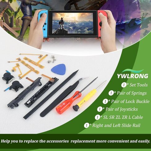 for Joy-Con Slide Rail for Nintendo Switch/Switch OLED Joy-Con Left Right Slide Rail Replacement for Nintendo Switch with Joystick Lock Buckle SL SR ZR ZL L Button Flex Cable Accessories Repair Parts in Saudi Arabia