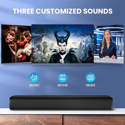 MZEIBO TV Sound Bar, Sound Bars for Smart TV Bluetooth 5.0 Soundbar 50W 17Inch Small Soundbars with ARC/Optical/AUX Connection, TV Soundbar Surround Sound Bars (Black) in Kuwait