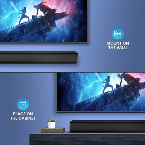 MZEIBO TV Sound Bar, Sound Bars for Smart TV Bluetooth 5.0 Soundbar 50W 17Inch Small Soundbars with ARC/Optical/AUX Connection, TV Soundbar Surround Sound Bars (Black) in Kuwait