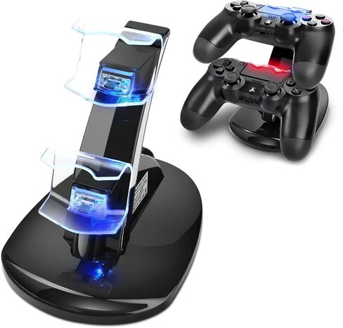 TNP PS4 Controller Charger - محطة شحن مزدوجة لشاحن وحدة التحكم في PlayStation 4 مع مؤشر LED وحماية IC - Fast Dual USB Dualshock 4 Charger Stand in Saudi Arabia