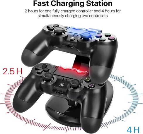 TNP PS4 Controller Charger - محطة شحن مزدوجة لشاحن وحدة التحكم في PlayStation 4 مع مؤشر LED وحماية IC - Fast Dual USB Dualshock 4 Charger Stand in Saudi Arabia