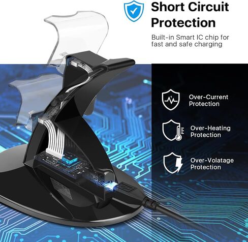 TNP PS4 Controller Charger - محطة شحن مزدوجة لشاحن وحدة التحكم في PlayStation 4 مع مؤشر LED وحماية IC - Fast Dual USB Dualshock 4 Charger Stand in Saudi Arabia