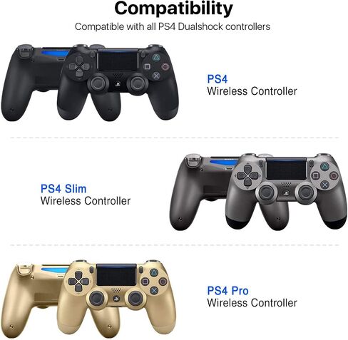 TNP PS4 Controller Charger - محطة شحن مزدوجة لشاحن وحدة التحكم في PlayStation 4 مع مؤشر LED وحماية IC - Fast Dual USB Dualshock 4 Charger Stand in Saudi Arabia