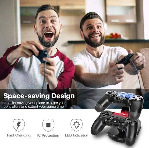 TNP PS4 Controller Charger - محطة شحن مزدوجة لشاحن وحدة التحكم في PlayStation 4 مع مؤشر LED وحماية IC - Fast Dual USB Dualshock 4 Charger Stand in Saudi Arabia