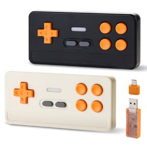 BFTDjanus 2 Pack Wireless Controller for Retro Games on PC 2.4 GHz Wireless Controller NES Emulators RetroPie Wireless Gamepad Set Plug and Play Compatible with WINDOWS IOS DOS LINUX