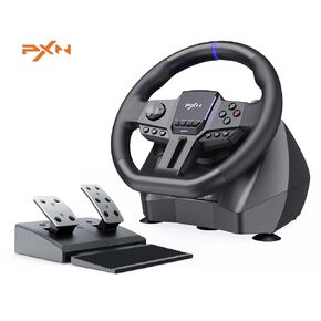 PXN V900 GEN2 Gaming Steering Wheel - Steering Wheel Pc, 270&900 Degrees, Vibration Feedback, Hall Pedal, Shift Paddles, Tools App - Gaming Steering Wheel for PC, PS3, PS4, Xbox, Switch