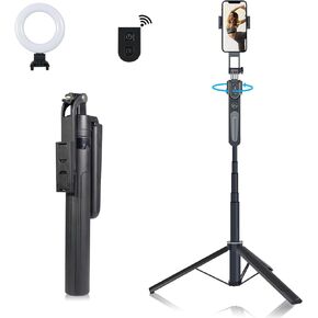Extendable Auto Face Tracking Tripod Phone Stand, 360° Rotation Phone Tripod Stand with Light Tripod with Wireless Remote Cell Phone Smart Cameraman Shooting for Video, Vlog, Live Stream