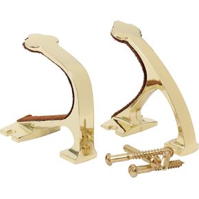 Allen Company Shotgun and Rifle Brass Wall Mount Hooks - Heavy-Duty Gun Rack - Shooting Accessories for Home - Comes with Four Brass-Plated Screws - One Pair