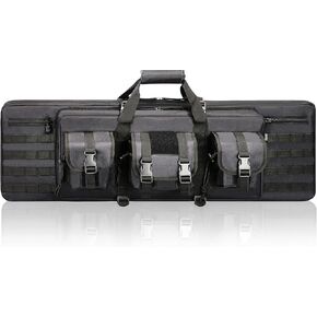 DULCE DOM Double Rifle Case Soft Padded Long Rifle Bag, Tactical Gun Case Storage for Shotguns Shooting Hunting Dual Carrying Backpack Accessories