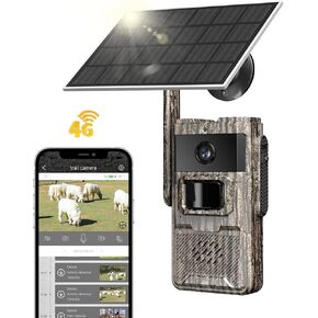 Trail Camera Unlimited Data Plan Cellular Trail Cameras 2K Live Feed 4G Game Camera Built in SIM Card Trail Cameras with Night Vision Motion Activated Waterproof IP66 Solar Cellular Security Camera