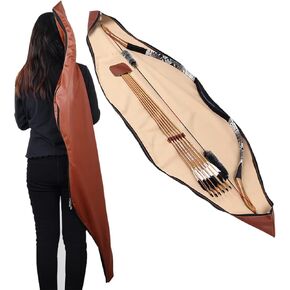 SOPOGER Archery Longbow Case 60 Inch - Traditional Long Bow Recurve Bow Case Leather A Piece Bow Carrying Bag for Outdoor Shooting Hunting