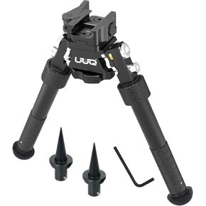 UUQ QV8 6’- 9’Tactical Rifle Adjustable Bipod, CNC Quick Detach Lever for Picatinny Rail Mount(360 Degree Swivel), for Hunting Shooting and Outdoors, w/Spike Feet