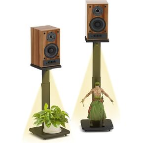 Adjustable Bookshelf Speaker Stands for Surround-Sound – Universal Floor Speakers Stands Pair for Home Theater and Studio, Easy Assembly, Supports Up to 25 lbs