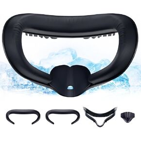 DESTEK Cooling Face Pad Compatible with Oculus Quest 2, Soft & Bouncy Face Cover Replacement (Includes 2 Coushions), with Sturdy Facial Interface and Secure Light-Blocking Nose Guard
