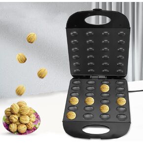 Electric Walnut Cake Maker,1400W 24pcs Capacity Electric Walnut Cake Maker Automatic Mini Nut Waffle Bread Machine Sandwich Iron,Cooking Breakfast, Pan Oven,Gifts(American Plug)