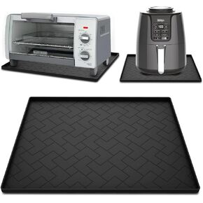 Silicone Heat Resistant Mat For Air Fryer,18''x15''x0.5''-Perfect for Ninja,COSORI,Chefman and Most Air Fryers Bottom Silicone air fryer mat-Protects Countertops From Damage and Scratches（1Pack Black）