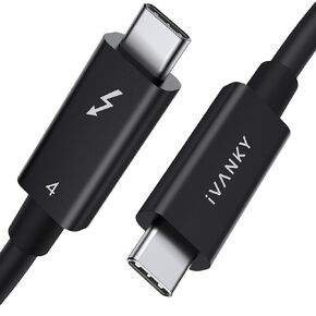 IVANKY Thunderbolt 4 Cable 4.9FT [Intel Certified], Support 40Gbps/240W Charging/8K Display, Compatible with USB4, Thunderbolt 3 Cable, Flexible USB C to USB C Cable for iPhone 16/15, MacBook - 4.9FT