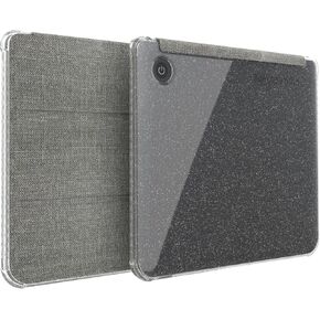 TUDIA SKN FLIP Designed for Kobo Libra Colour Case (2024) - [Auto Wake/Sleep Technology] Shockproof Slim Transparent TPU Back with Trifold Leather eReader Cover - Glitter Grey