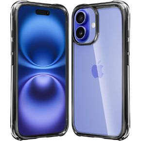 Mkeke for iPhone 16 Case, [Not Yellowing] [16FT Military-Grade Drop Protection], Slim Clear iPhone 16 Case for Apple iPhone 16 with Shockproof Bumper 2024 - Black