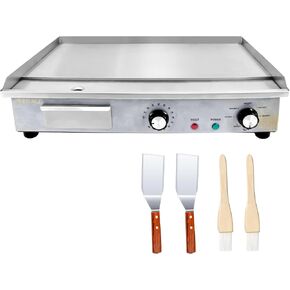 Commercial Electric Griddle,22" Countertop Flat Top Griddle with Timer,Stainless Steel Grill, 8mm Cooking surface thick,1500W
