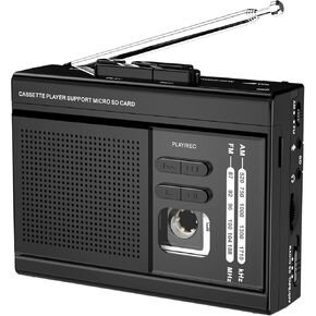 Cassette Player Recorder Converter with AM FM Radio,Built-in Speaker,Cassette to MP3 via SD Card, Portable Cassette Tape Recorder Support External Microphone with 3.5mm Headphone Jack