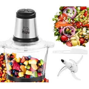 Food Processor 500W, electric chopper for kitchen meat processor, food processor 8 cup - 2L vegetable chopper stainless steel - food processor small - food chopper electric, food grinders electric