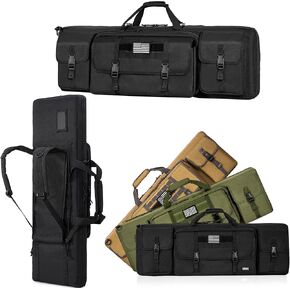 Double Rifle Backpack Tactical for 28" Rifles Case, Soft Short Rifle Case with 3 Magazine Holders and Molle System, Padded Rifle Backpack for Hunting and Shooting