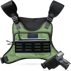 Concealed Carry Chest Pack Running Chest Bag for Men or Women Chest Vest Holster EDC Travel Chest Pack for Running, Hiking, Workouts BLACK