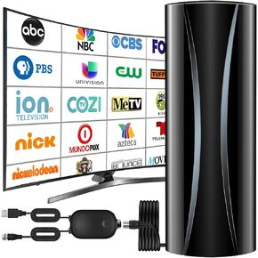 2025 Strongest Digital TV Antenna, 1500+Miles Range TV Antenna for Smart TV Indoor, 360° Reception TV Antenna Indoor with Amplifier Signal Booster Support 4K 8K 1080p All TV's-36ft Thick Coaxial Cable