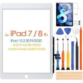 Touch Screen for iPad 7/8 10.2" 2019 2020 7th 8th Digitizer Touchscreen for iPad A2197 A2198 A2200 A2270 A2428 A2429 A2430 Without Home Button (Not LCD) (White)