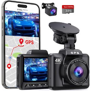 Dash Cam Front and Rear, Ecomoment 4K+1080P Dual Dash Camera for Cars, Built-in WiFi GPS Dashboard Camera, 2.4" IPS Screen Dashcam, 170° Wide, Night Vision, WDR, G-Sensor, 32GB SD Card Included