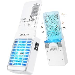 2-in-1 Fly Insect Traps Indoor and Mosquito Trap, Electric Bug Zapper with Light for Fruit Flies, Gnats, Mosquito, Plug-in Flying Insect Catcher Killer for Home Office (1 Device + 5 Glue Cards)