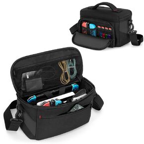 LUXJA Carrying Case Compatible with Nintendo Switch / Steam Deck / PlayStation Portal, Multiple Pockets Shoulder Bag for Console Dock, Joy-Cons, Game Cards and More Accessories, Black