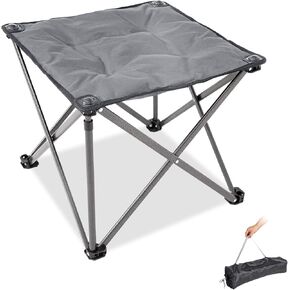 FUNDANGO 2 Pack Oversized Camping Stool, 330Lbs Outdoor Foot Rest Padded Collapsible Camping Chair Portable Lawn Foldable Footrest for Travel Outdoor Gardening Fishing Hiking with Carry Bag (Black)