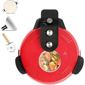 16" Countertop Pizza Oven Indoor Electric Home Pizza Oven, Large Pizza Maker with Viewing Window, Pizza Stone (Red, 16 inch)