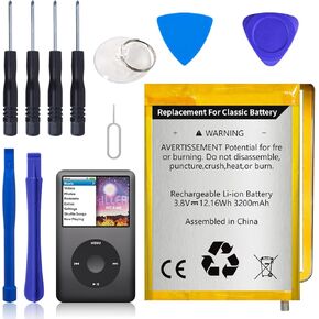Replacement Battery for iPod Classic/Video 5th-7th, Capacity 3200mAh 3.8V Battery