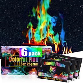 Fire Color Changing Packets [6Pack]，Color Fire Packets for Outdoor Campfires, Fire Pits, Fireplaces, Colorful Flames, Long Burn Time, Safe, Magic for Child